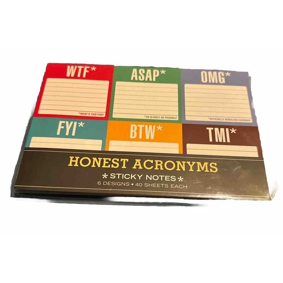 Clever Sticky Notes WTF ASAP TMI Funny Colleague Coworker Gift Knock Knock NEW - Picture 2 of 6